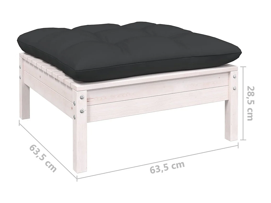 Salon de jardin 10 pc avec coussin Blanc Bois de pin solide 4