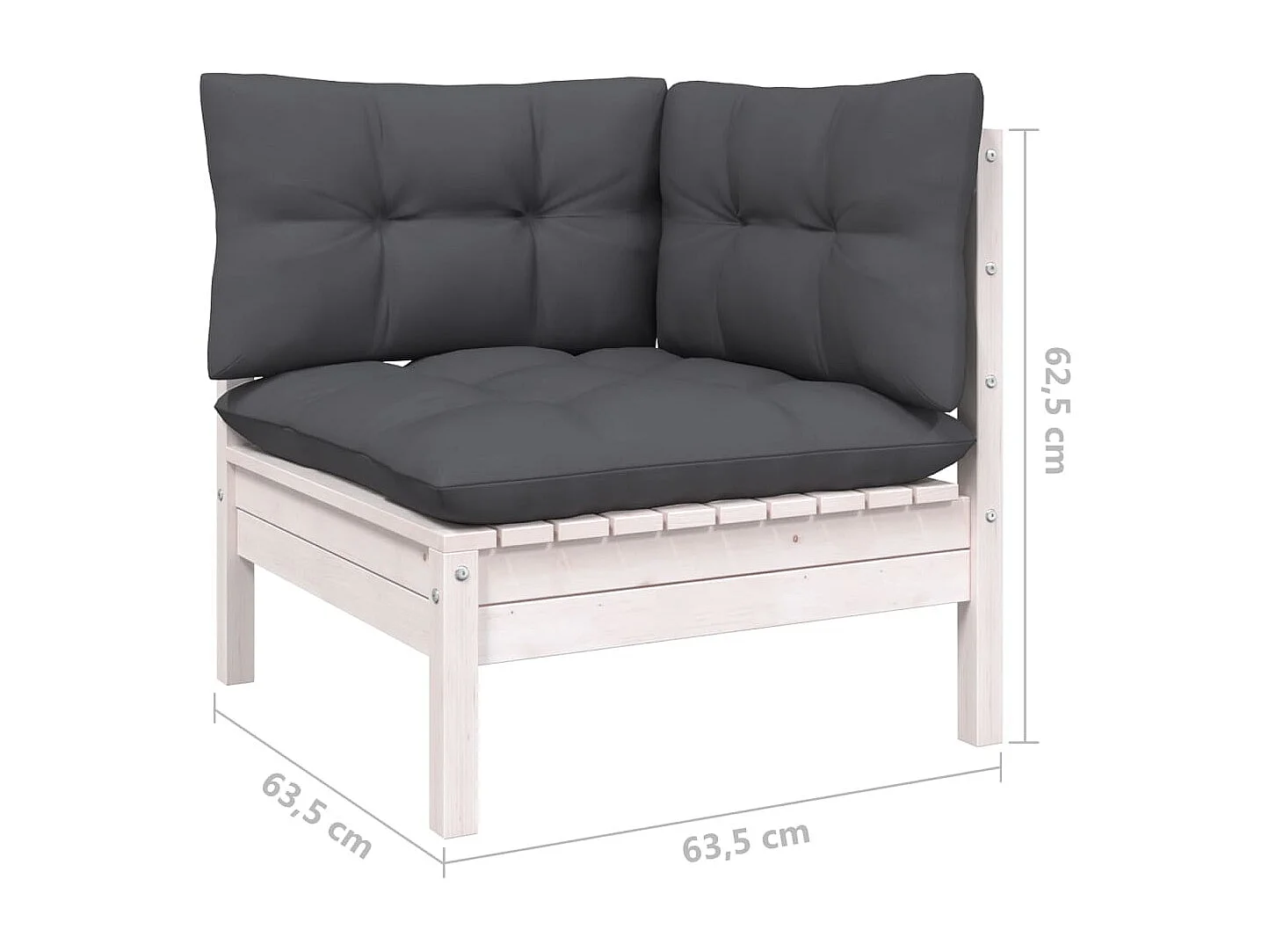 Salon de jardin 9 pc avec coussin Blanc Bois de pin solide 7
