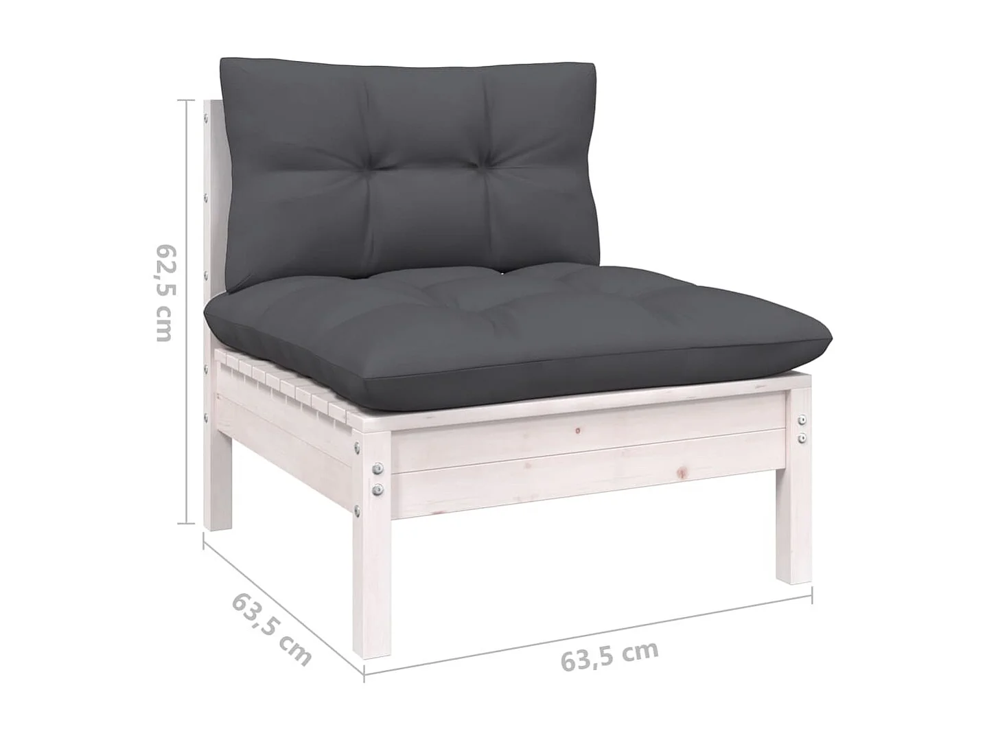 Salon de jardin 9 pc avec coussin Blanc Bois de pin solide 7