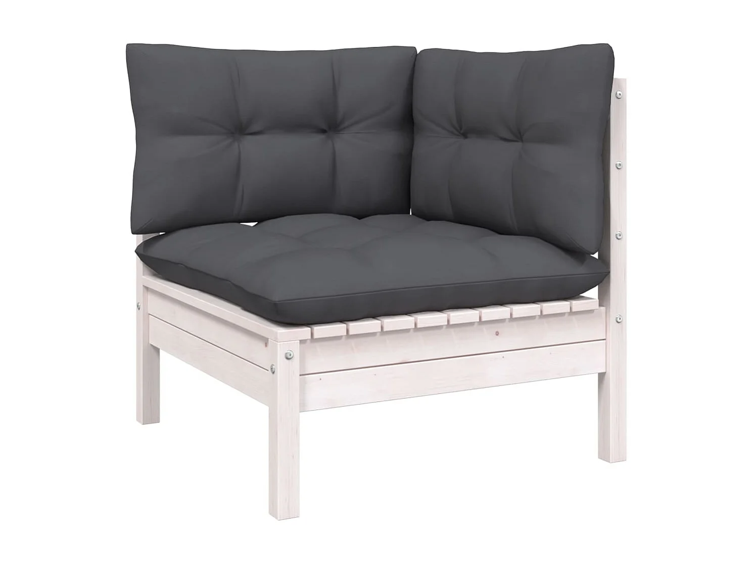 Salon de jardin 12 pc avec coussin Blanc Bois de pin solide