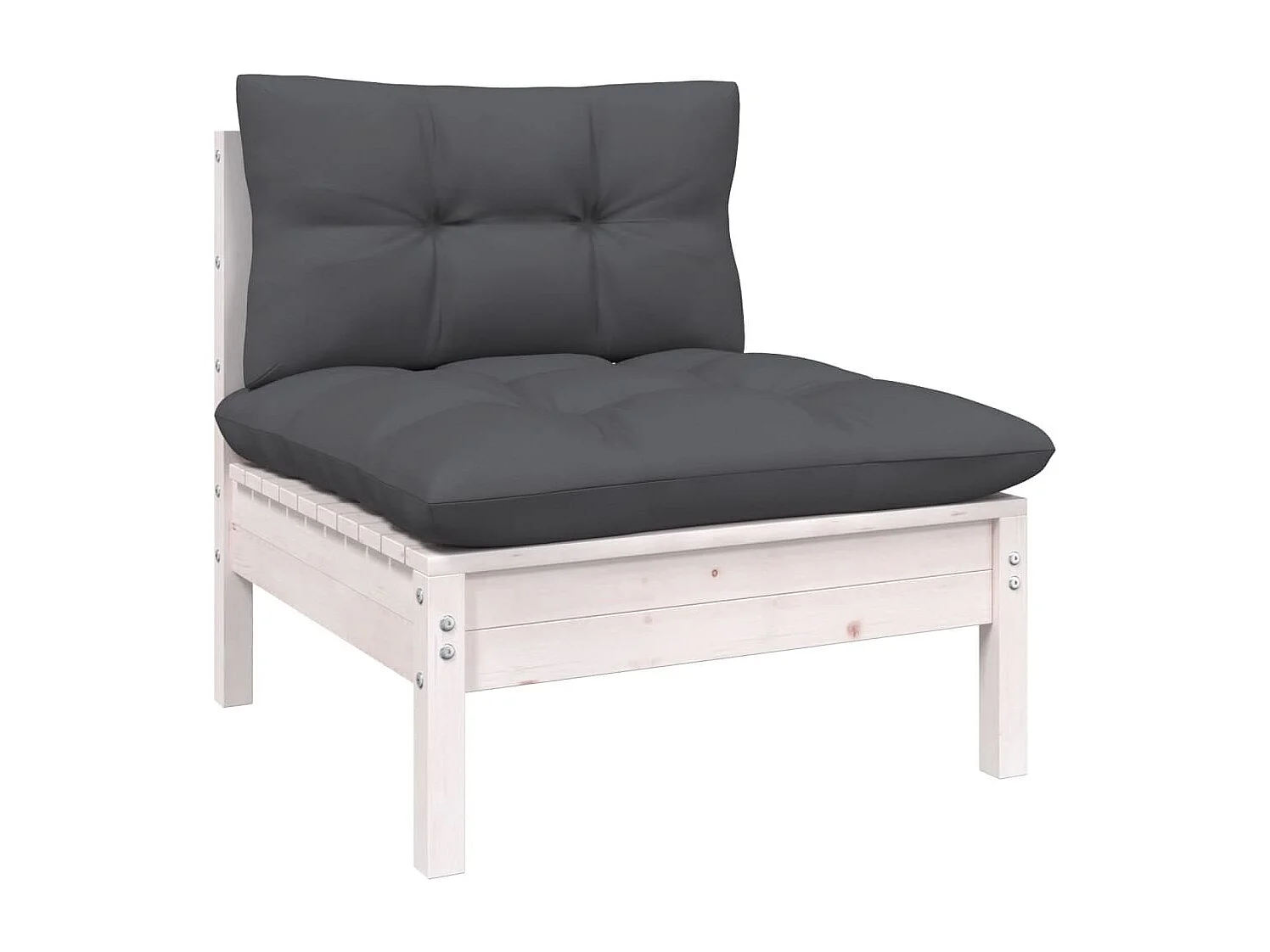 Salon de jardin 12 pc avec coussin Blanc Bois de pin solide