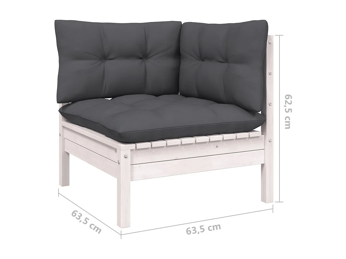 Salon de jardin 12 pc avec coussin Blanc Bois de pin solide