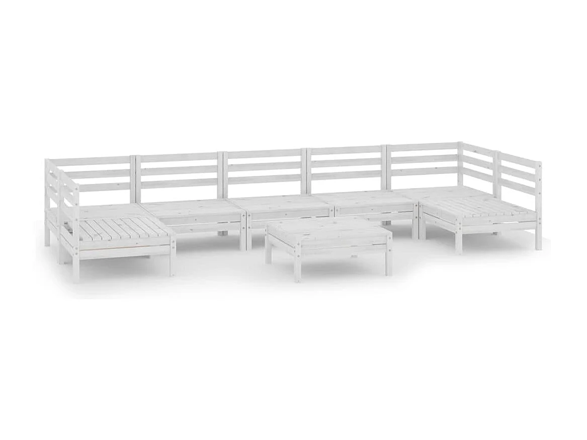 Salon de jardin 8 pc Blanc Bois de pin massif 30