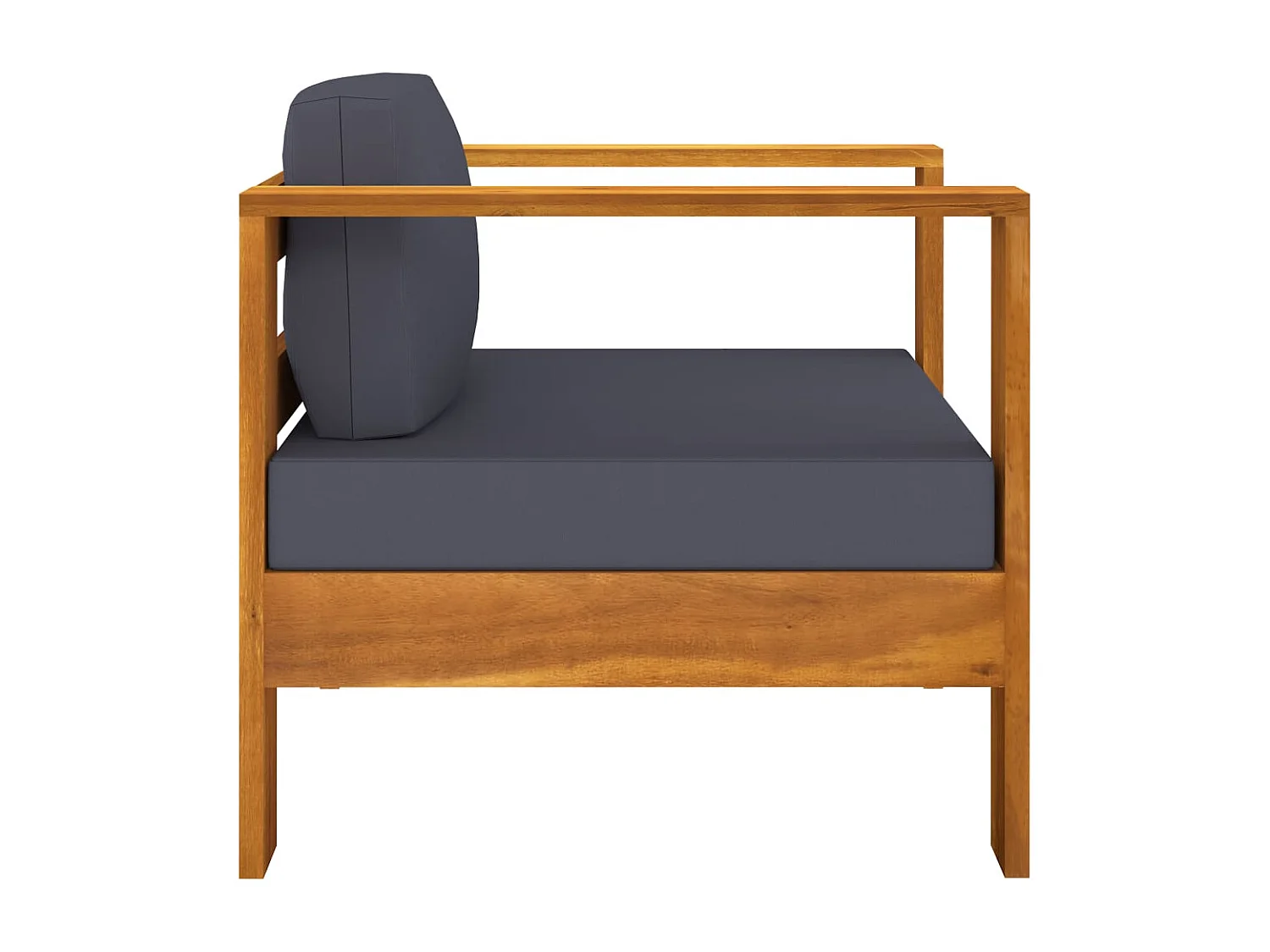 Salon de jardin 7 pc avec coussin gris foncé Bois d'acacia