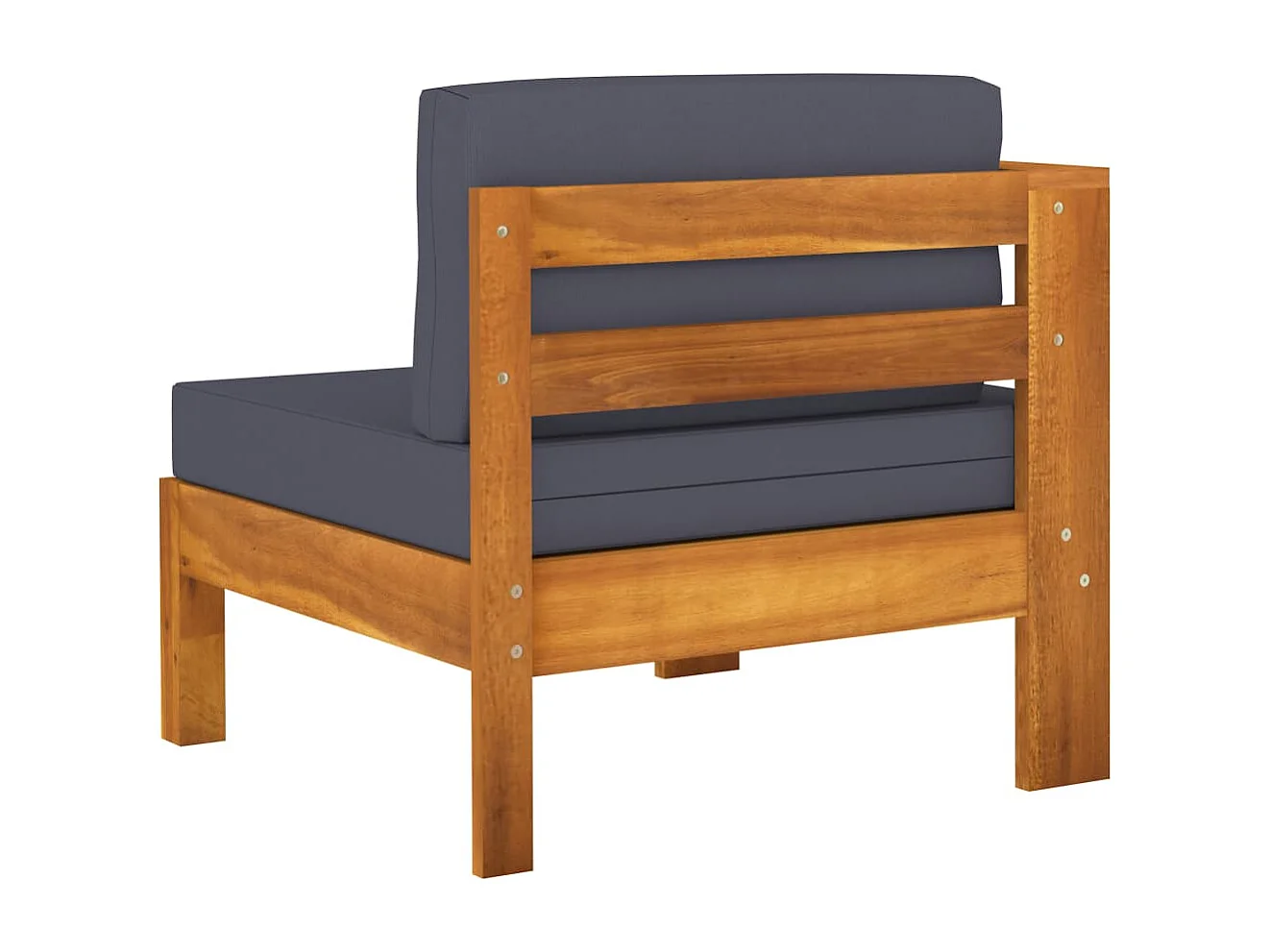 Salon de jardin 7 pc avec coussin gris foncé Bois d'acacia