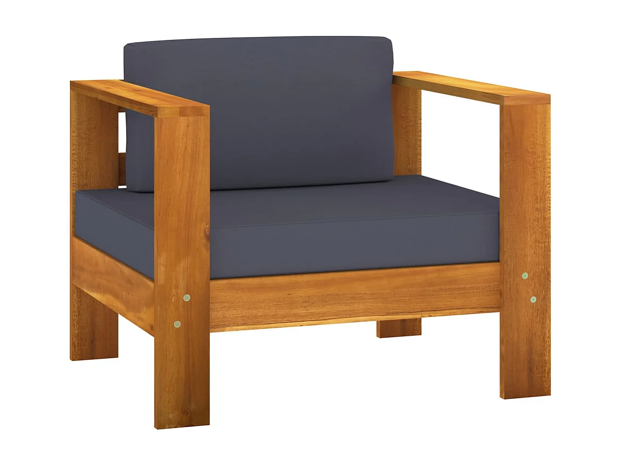 Salon de jardin 7 pc avec coussin gris foncé Bois d'acacia