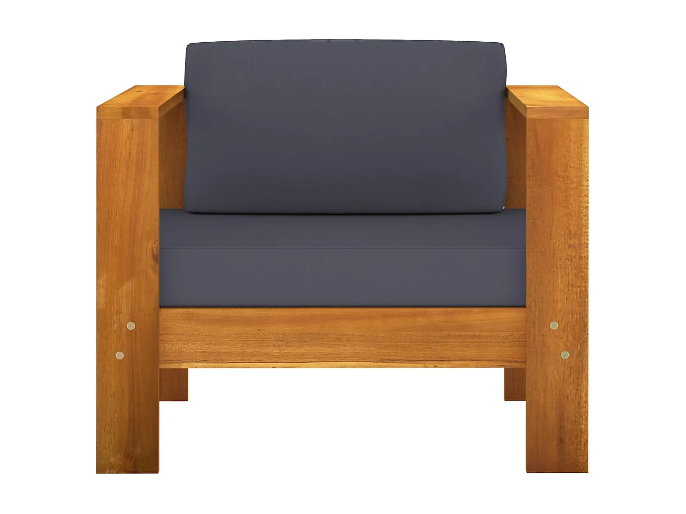 Salon de jardin 7 pc avec coussin gris foncé Bois d'acacia