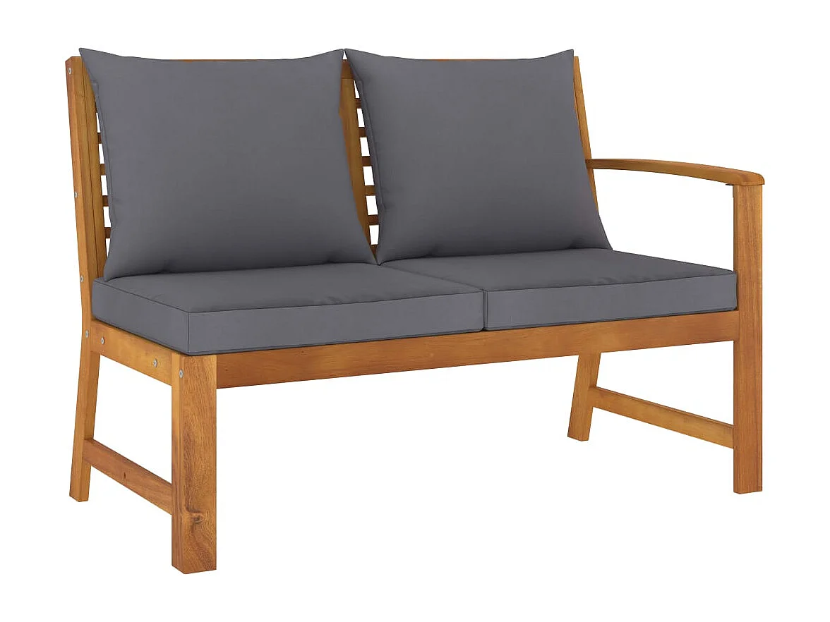 Salon de jardin 4 pc avec coussin Bois d'acacia solide 4