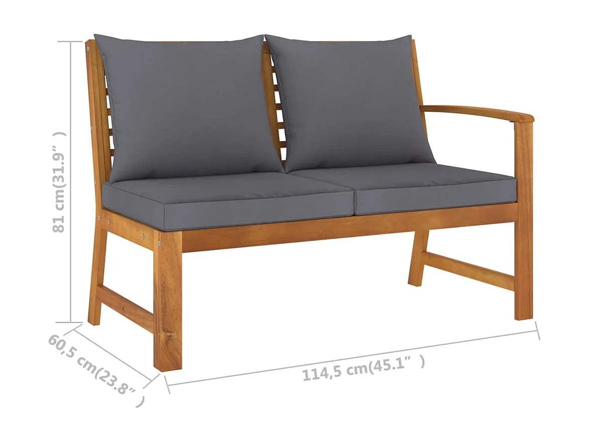 Salon de jardin 4 pc avec coussin Bois d'acacia solide 4