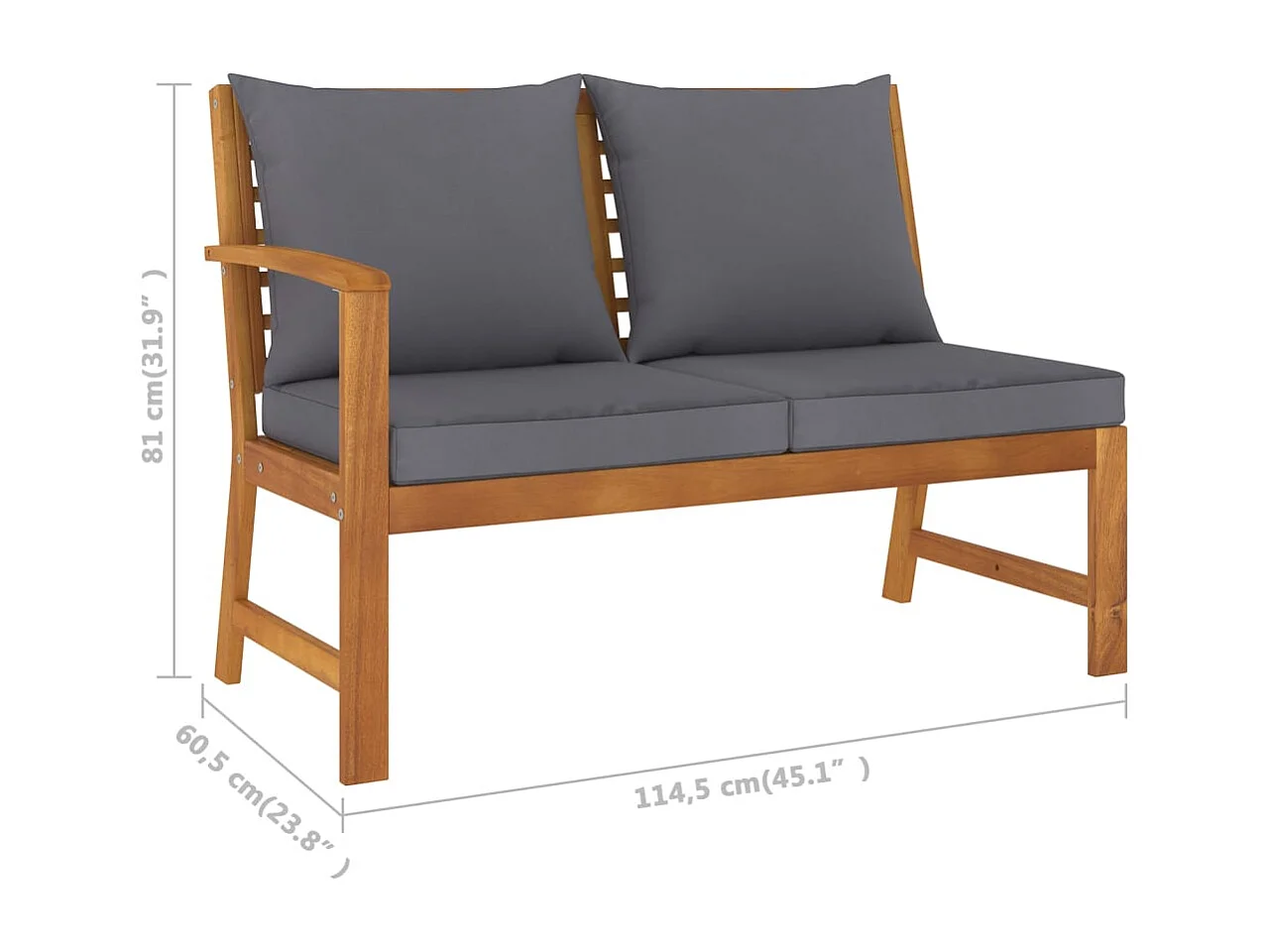 Salon de jardin 4 pc avec coussin Bois d'acacia solide 4