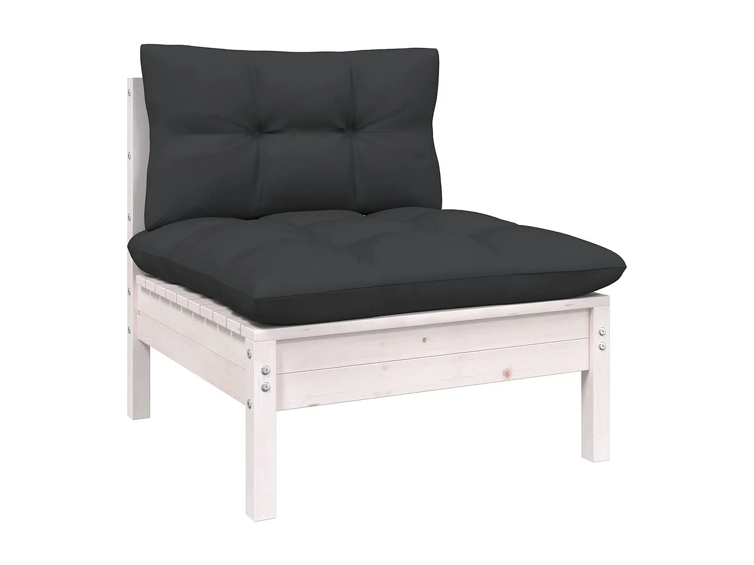 Salon de jardin 11 pc avec coussin Blanc Bois de pin 3