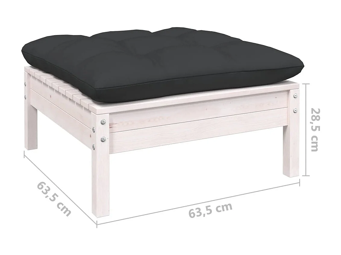 Salon de jardin 11 pc avec coussin Blanc Bois de pin 3