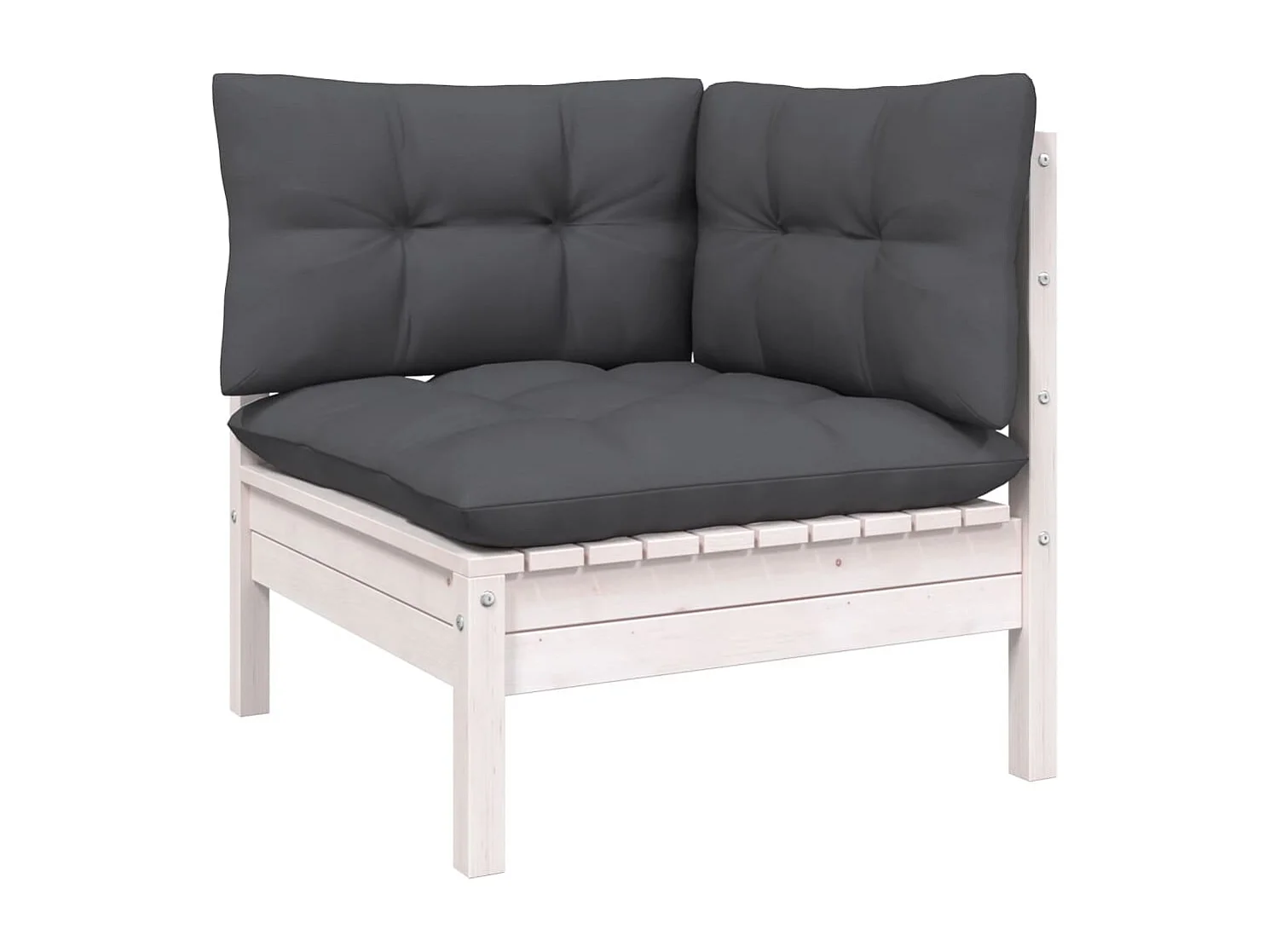 Salon de jardin 11 pc avec coussin Blanc Bois de pin solide