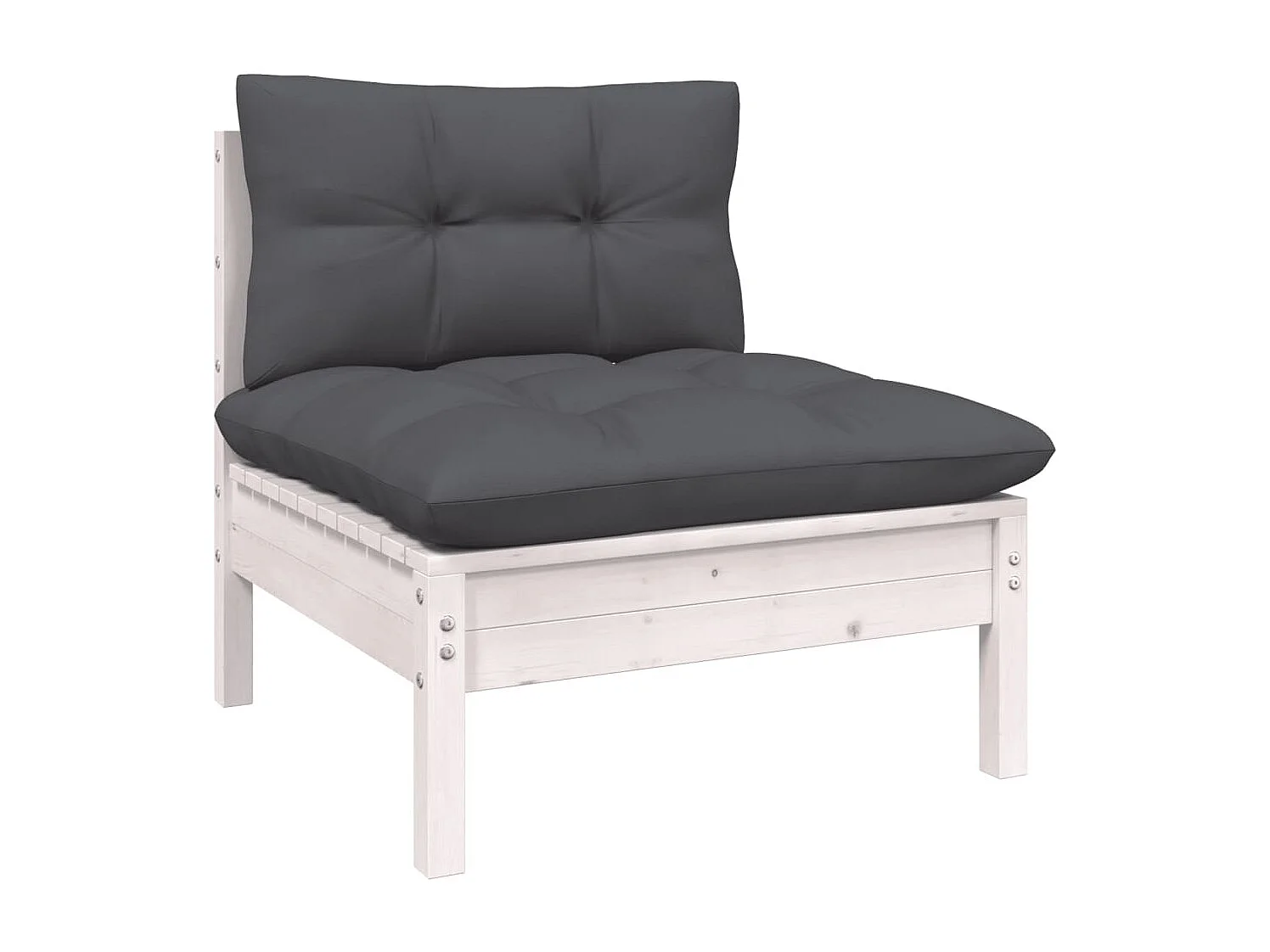 Salon de jardin 11 pc avec coussin Blanc Bois de pin solide