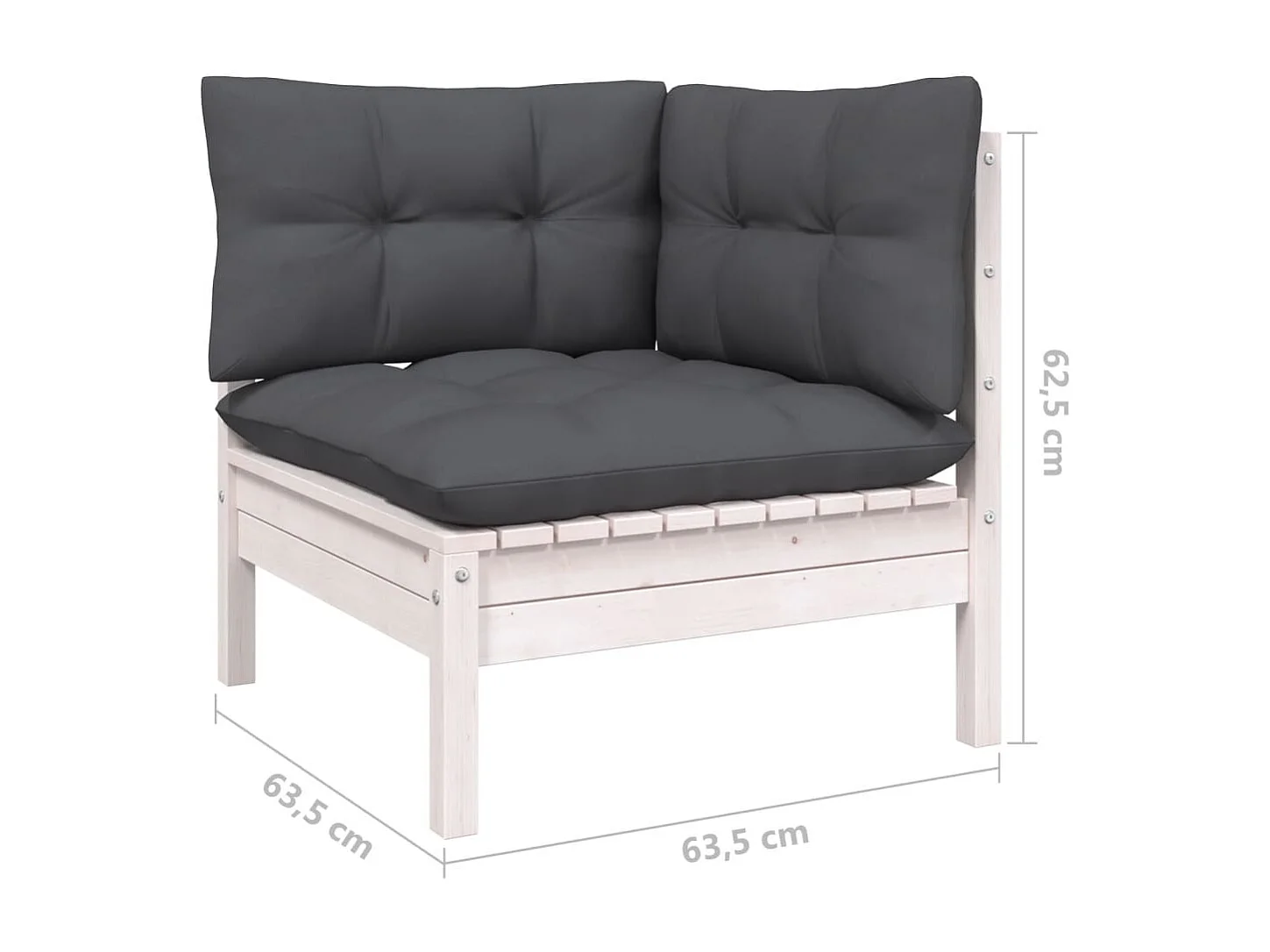 Salon de jardin 11 pc avec coussin Blanc Bois de pin solide
