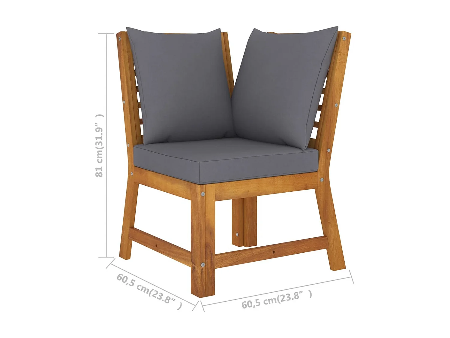 Salon de jardin 4 pc avec coussin Bois d'acacia solide 6