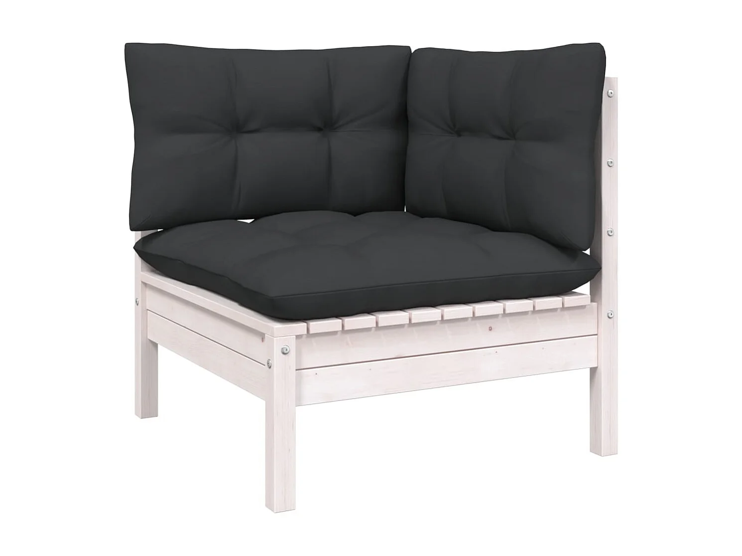 Salon de jardin 12 pc avec coussin Blanc Bois de pin solide 3