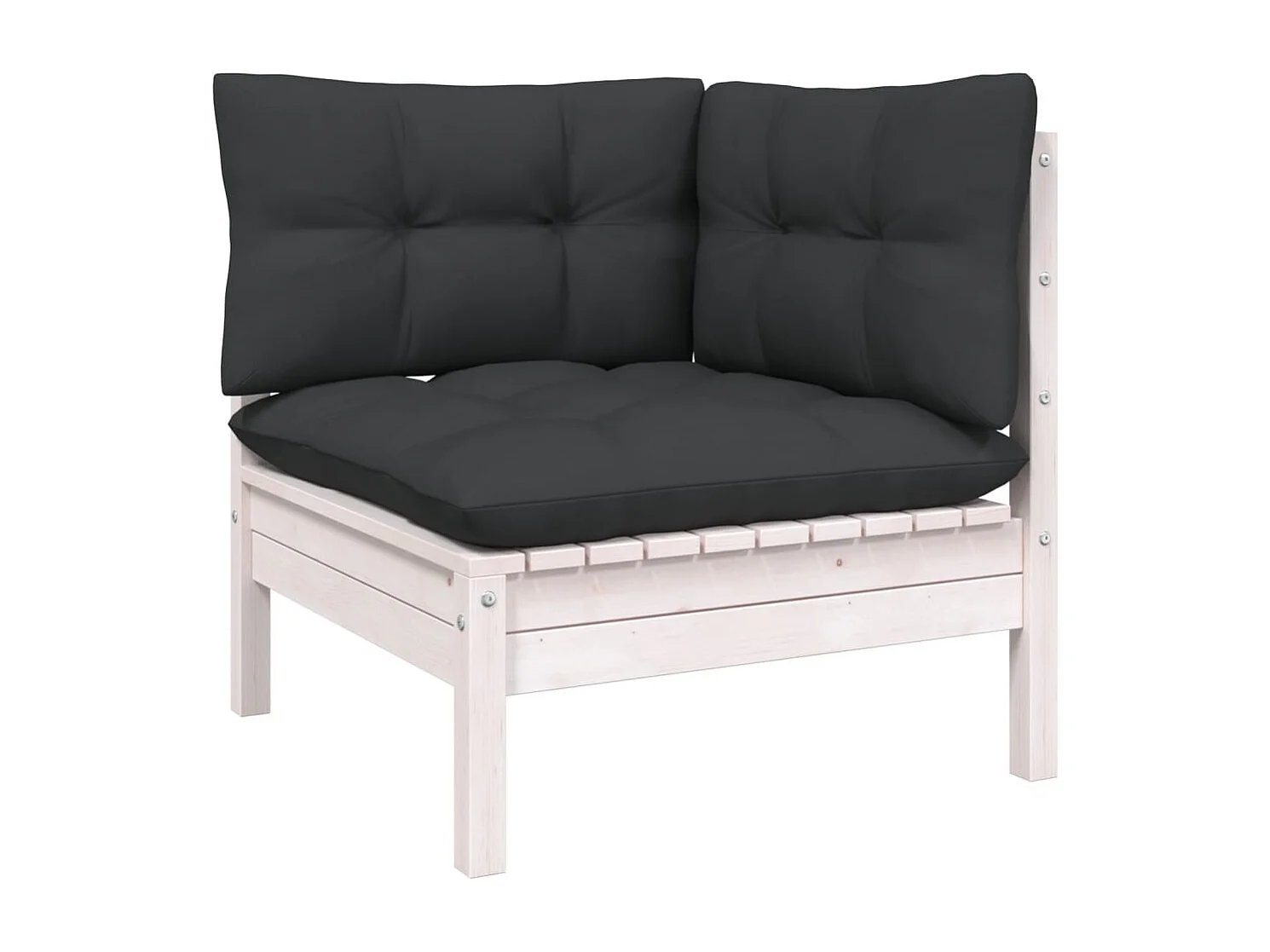 Salon de jardin 9 pc avec coussin Blanc Bois de pin massif 3