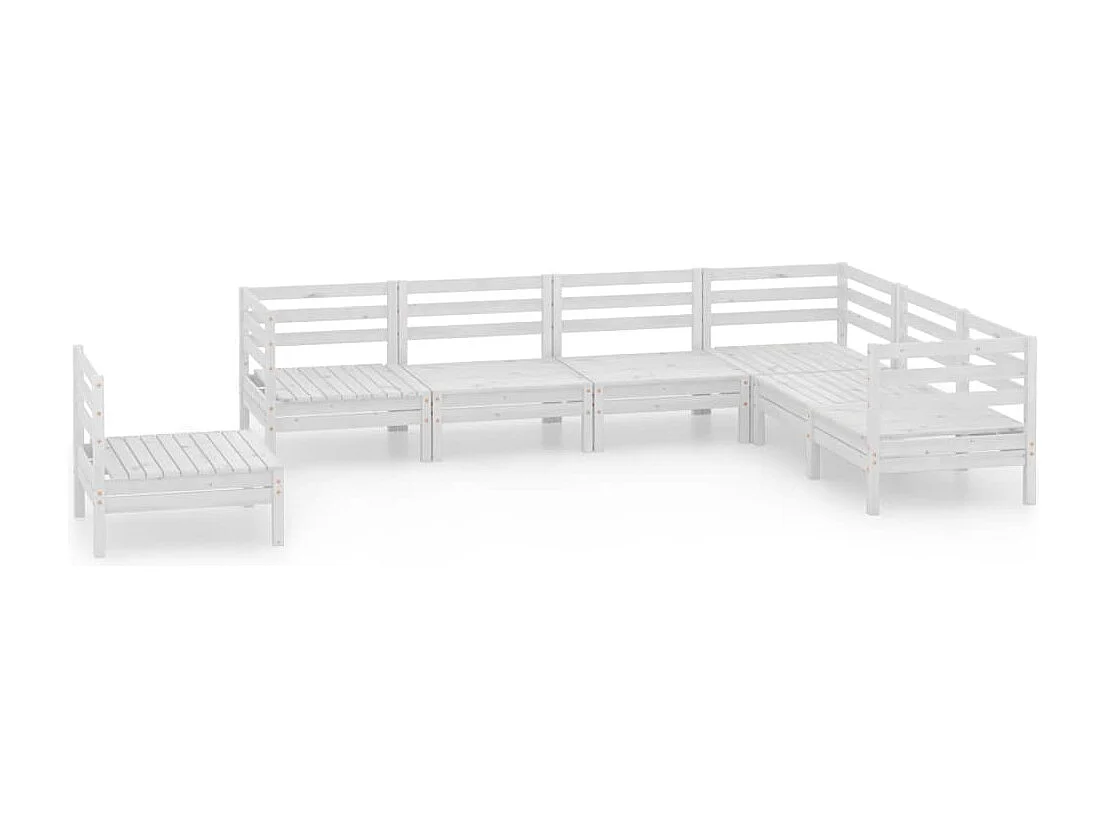 Salon de jardin 7 pc Bois de pin massif Blanc 3