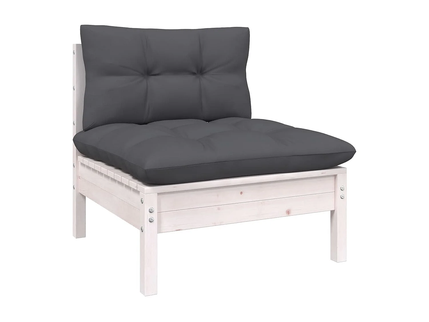 Salon de jardin 9 pc avec coussin Blanc Bois de pin solide 4