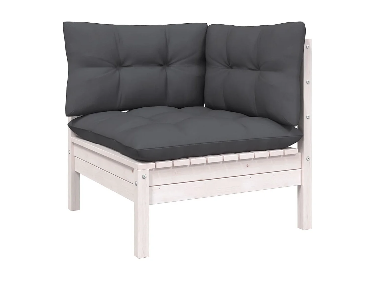 Salon de jardin 9 pc avec coussin Blanc Bois de pin solide 4