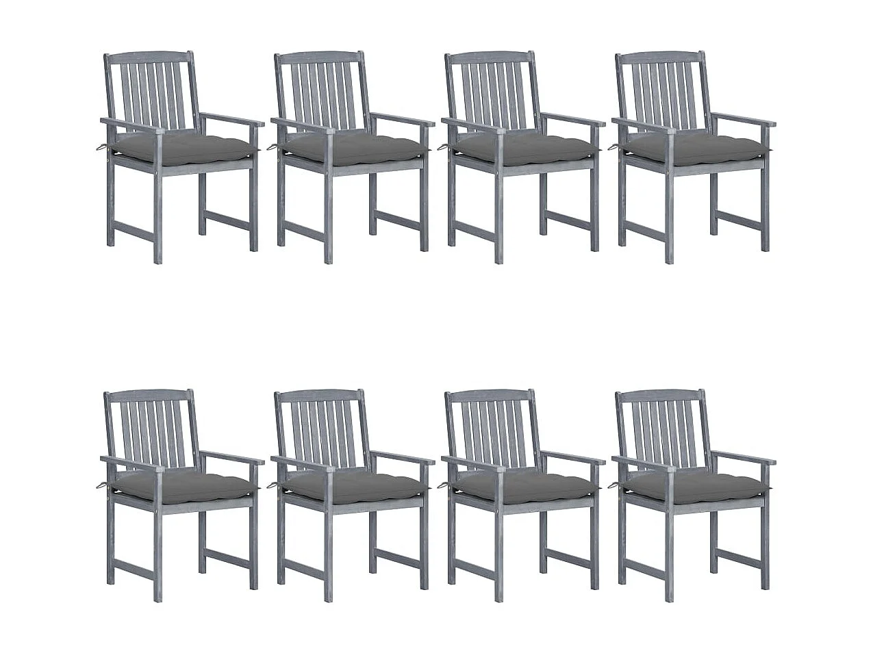 Chaise de jardin avec coussin 8 pc Bois d'acacia solide Gris 19