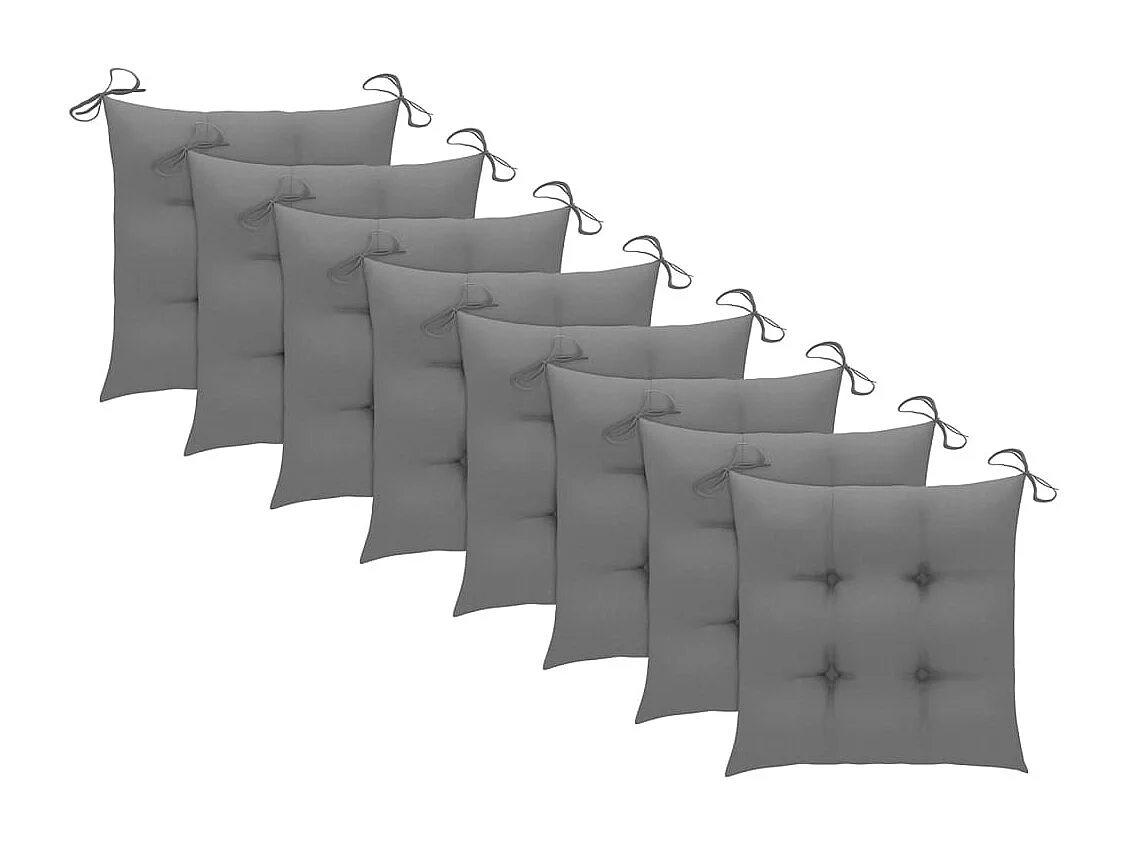Chaise de jardin avec coussin 8 pc Bois d'acacia solide Gris 19