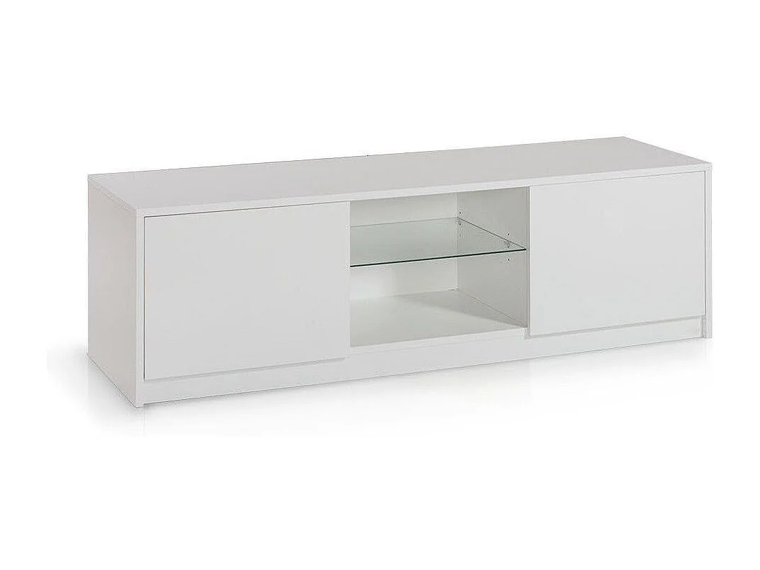 Meuble TV suspendu 2 porte bois mélaminé blanc Narea L 150cm