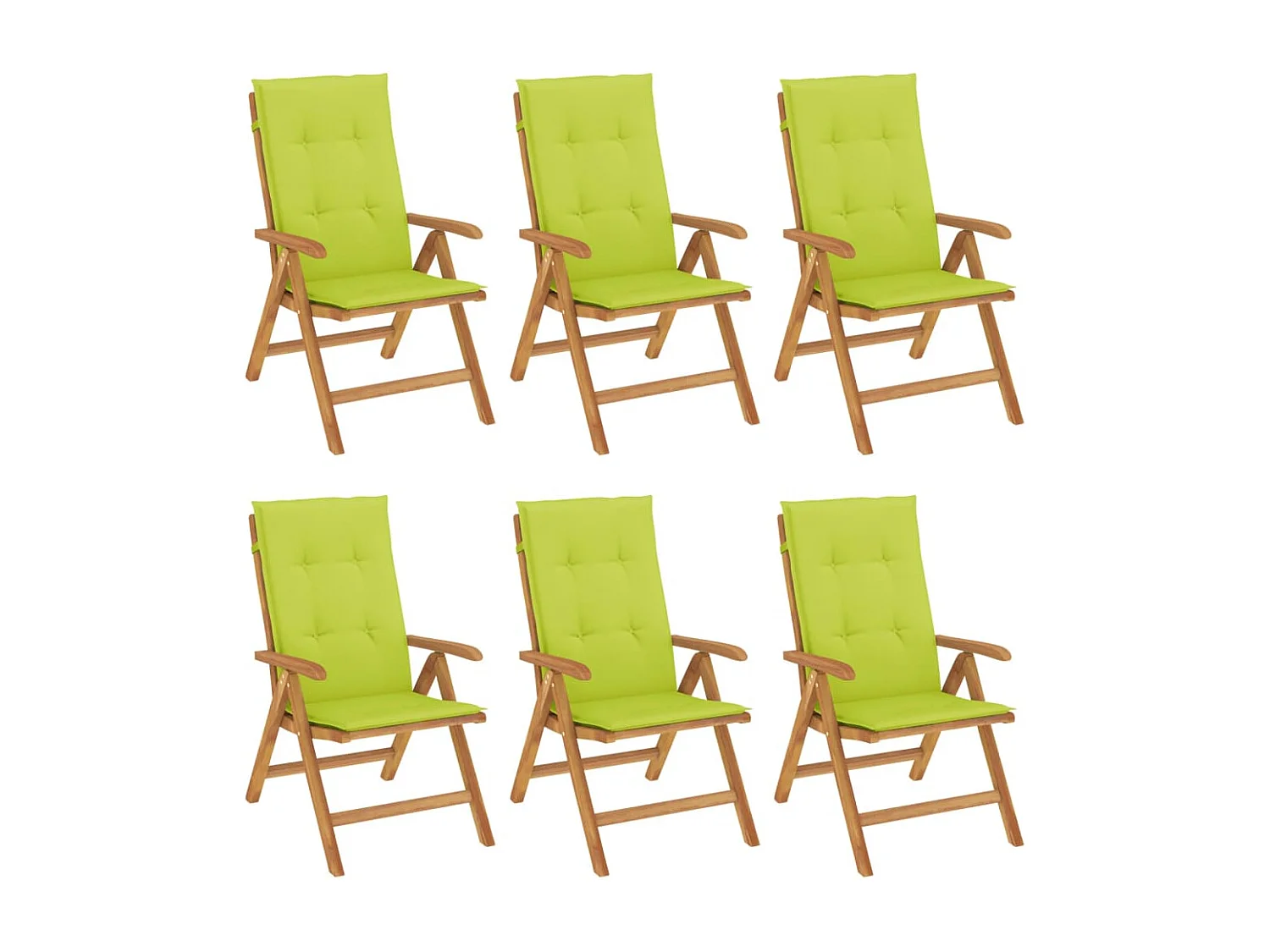 Chaise de jardin inclinable et coussin lot de 6 bois teck