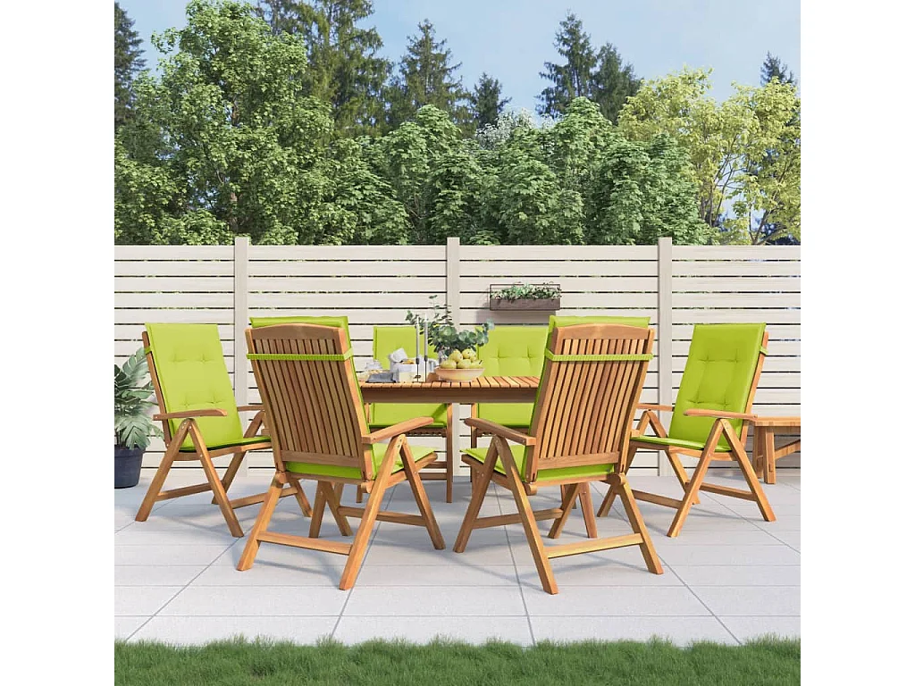 Chaise de jardin inclinable et coussin lot de 6 bois teck