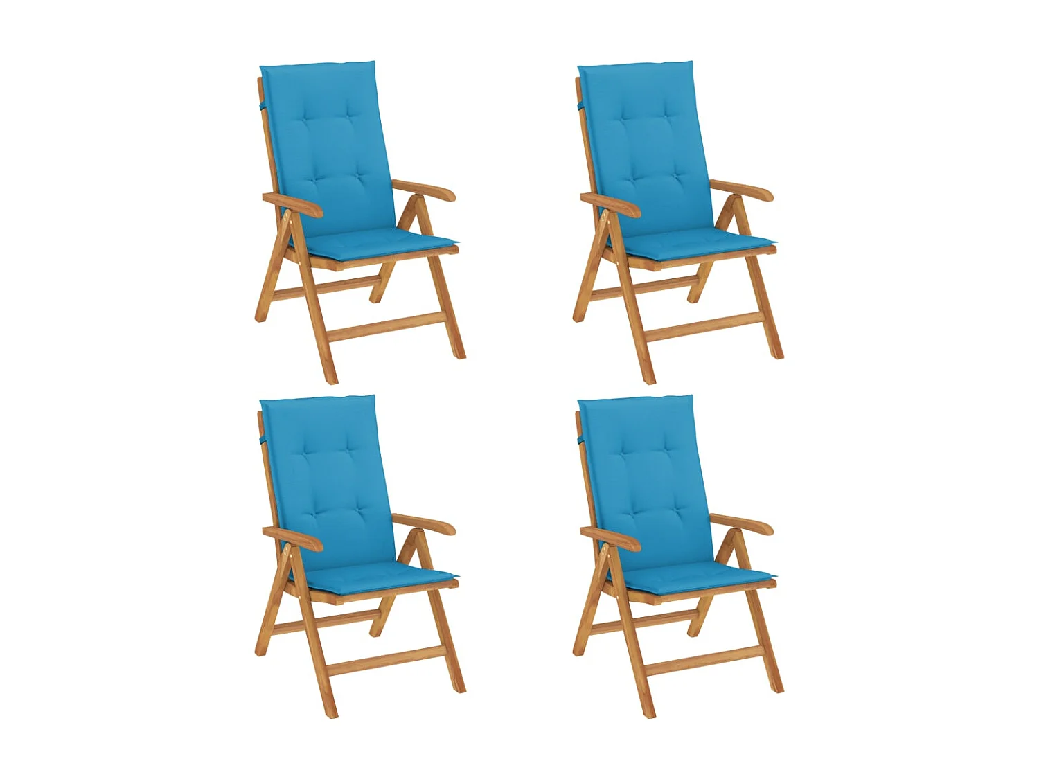 Chaise de jardin inclinable 4pc et coussin bois massif teck