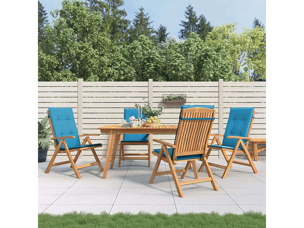 Chaise de jardin inclinable 4pc et coussin bois massif teck