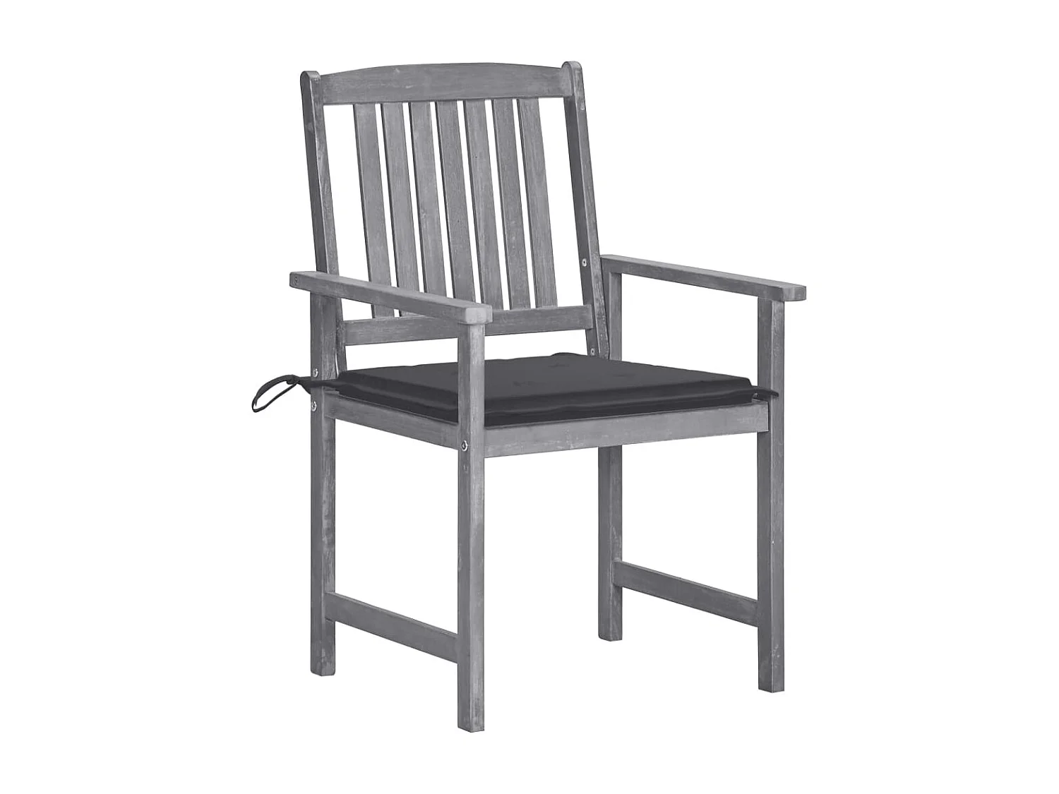Chaise de jardin avec coussin 8 pc Bois d'acacia solide Gris 2