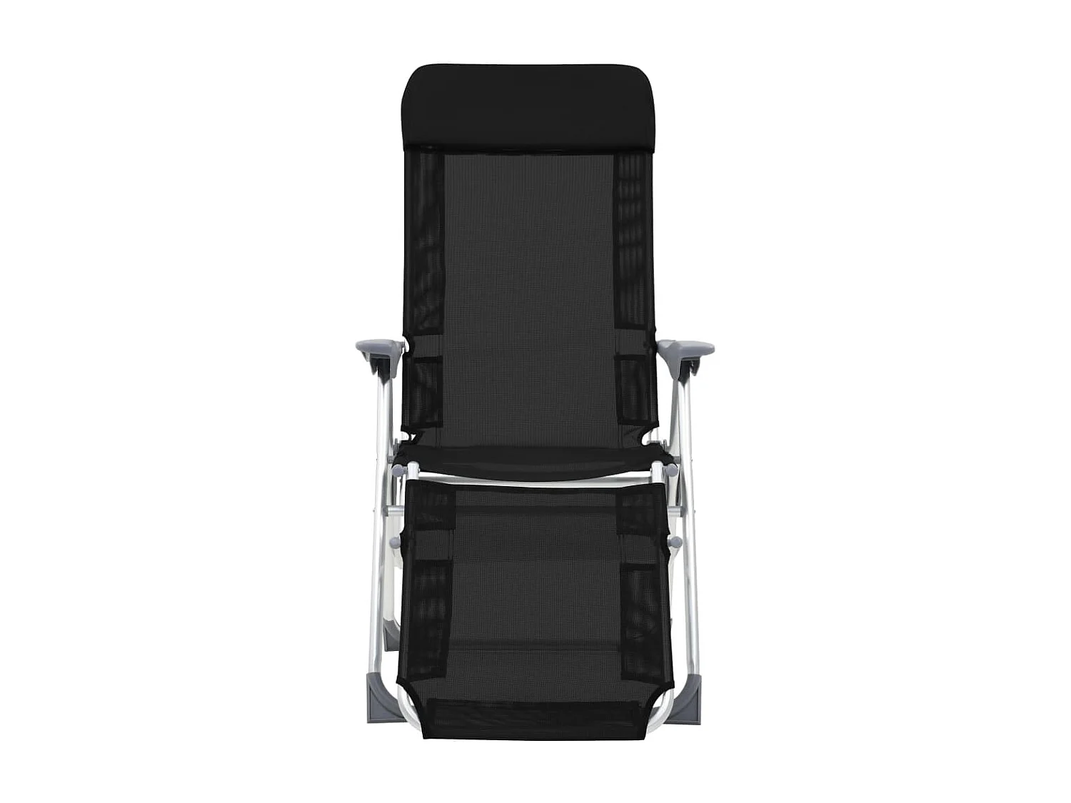 Chaise de camping pliante et repose-pied 2 pc noir textilène