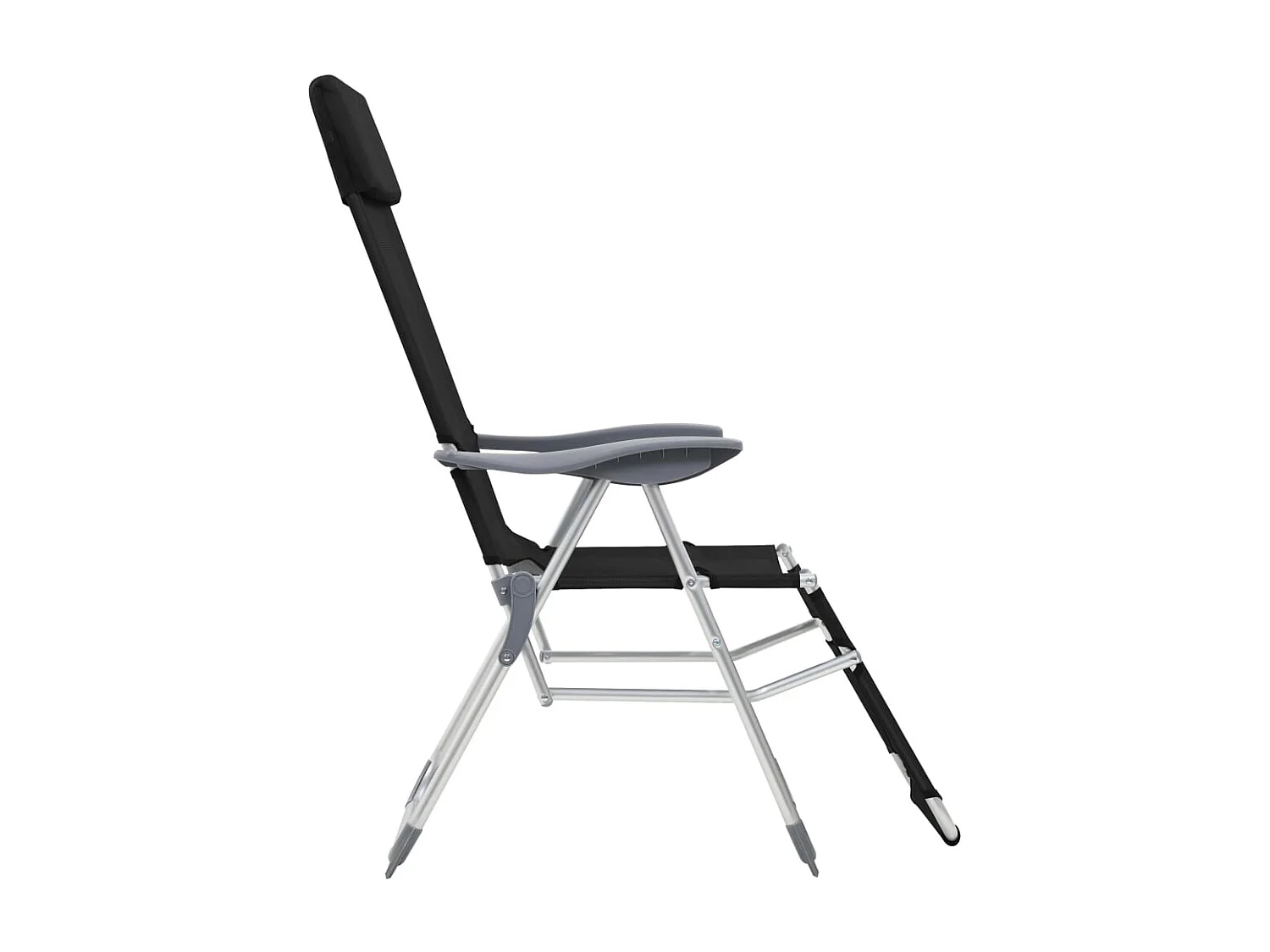 Chaise de camping pliante et repose-pied 2 pc noir textilène