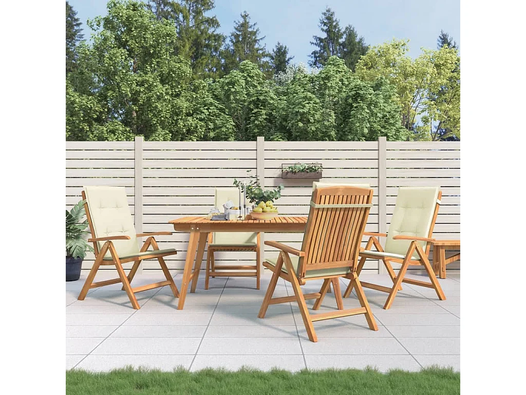 Chaise de jardin inclinable 4pc et coussin bois massif teck