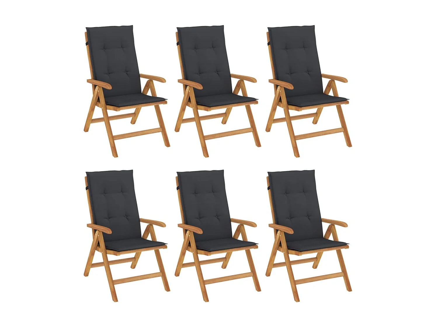 Chaise de jardin inclinable et coussin lot de 6 bois teck