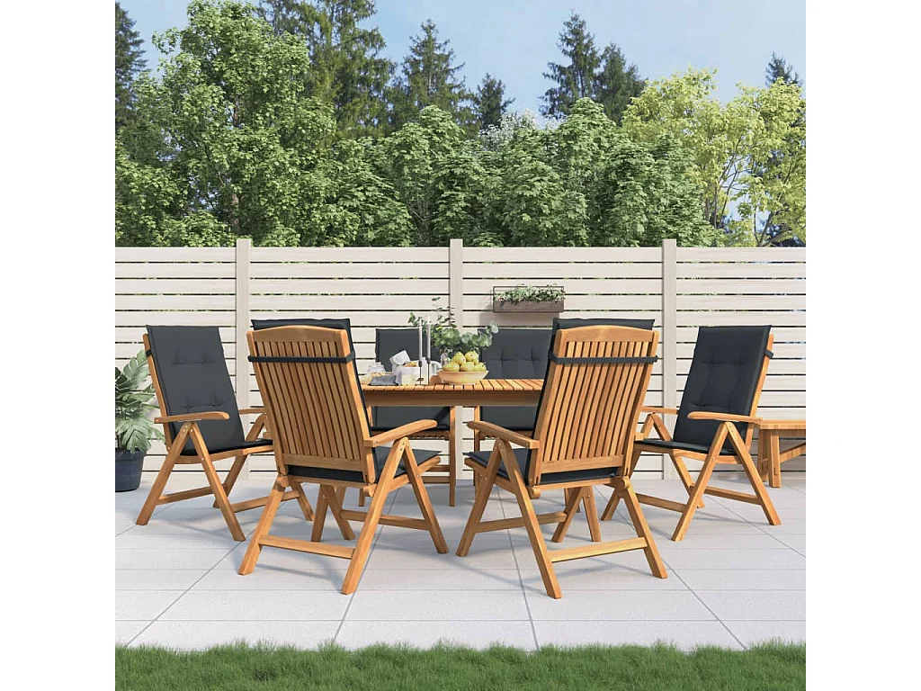 Chaise de jardin inclinable et coussin lot de 6 bois teck