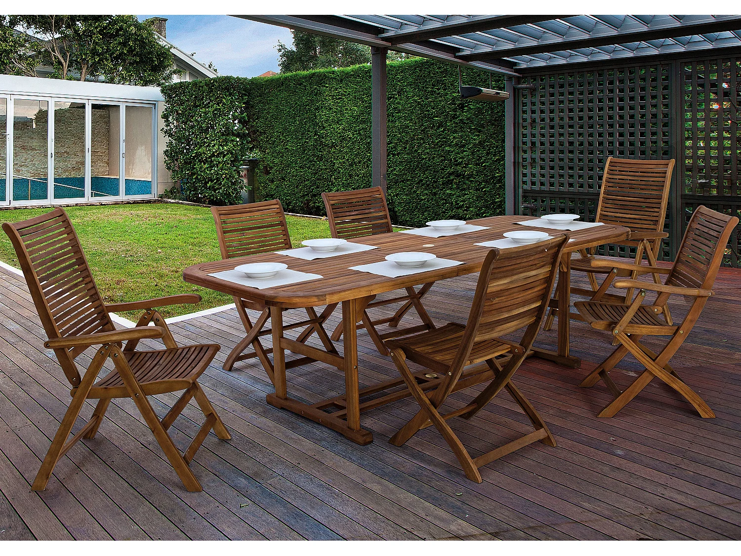 Lot de 2 chaises pliantes d’extérieur NOEMI – Bois d’acacia huilé