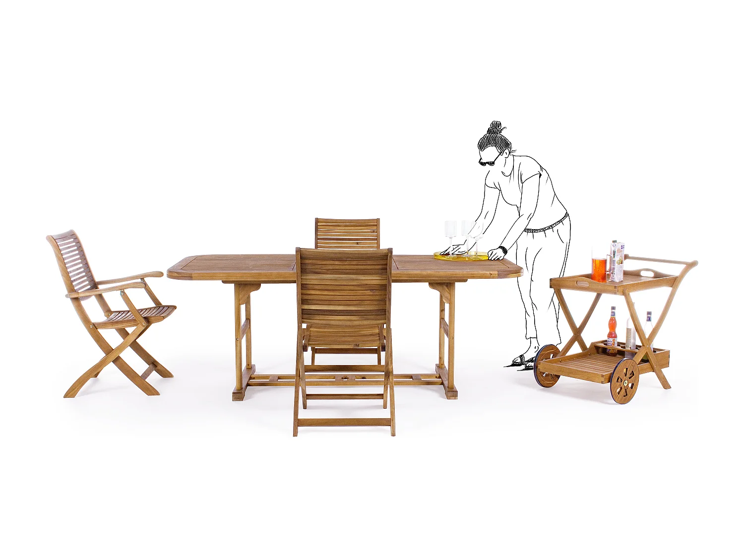 Lot de 2 chaises pliantes d’extérieur NOEMI – Bois d’acacia huilé