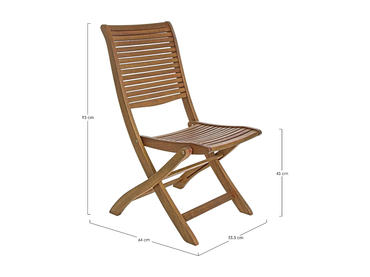 Lot de 2 chaises pliantes d’extérieur NOEMI – Bois d’acacia huilé