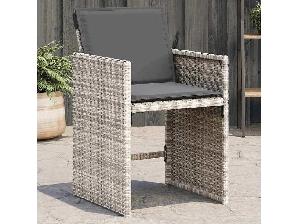 Chaise de jardin avec coussin 4 pc gris clair résine tressée