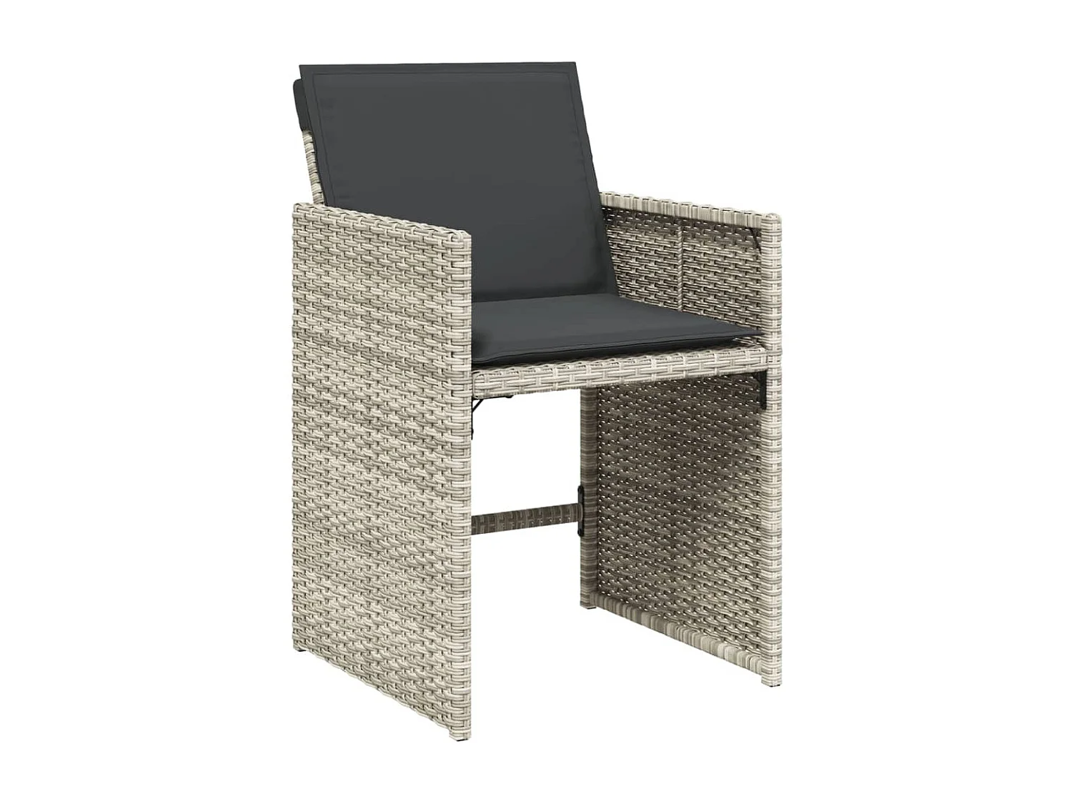 Chaise de jardin avec coussin 4 pc gris clair résine tressée