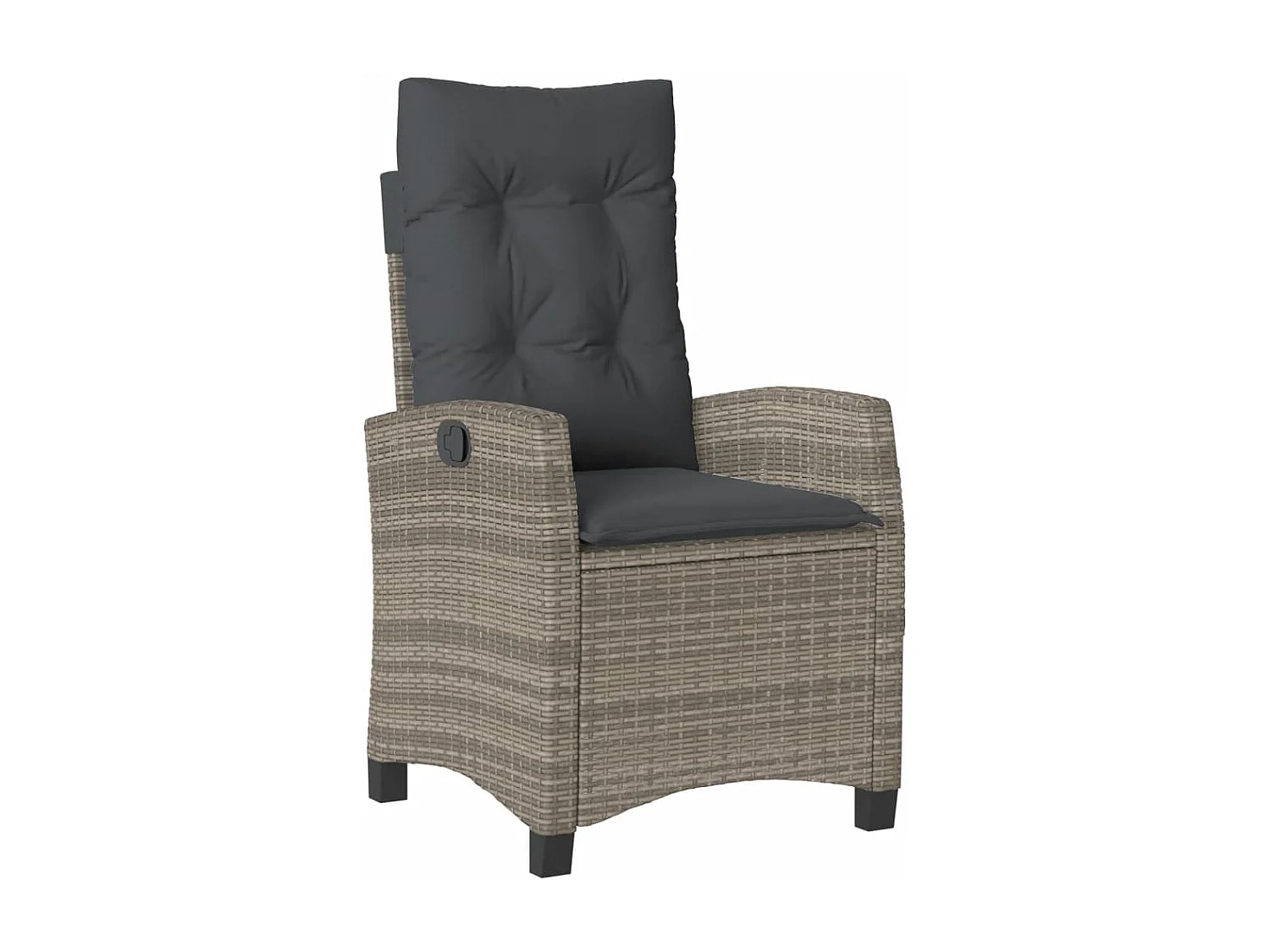 Chaise inclinable de jardin lot de 2 et coussin gris rotin