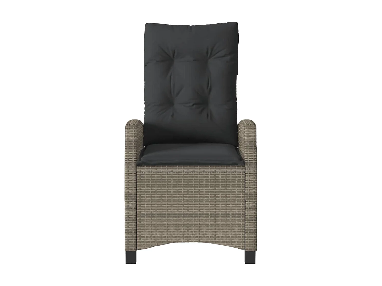 Chaise inclinable de jardin lot de 2 et coussin gris rotin