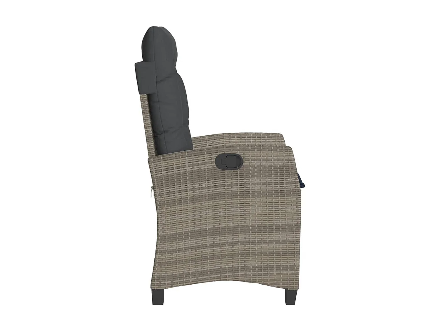Chaise inclinable de jardin lot de 2 et coussin gris rotin