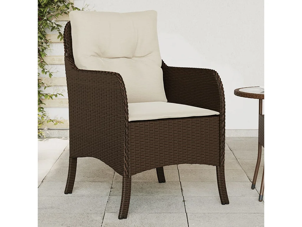 Chaise de jardin avec coussin lot de 2 marron résine tressée