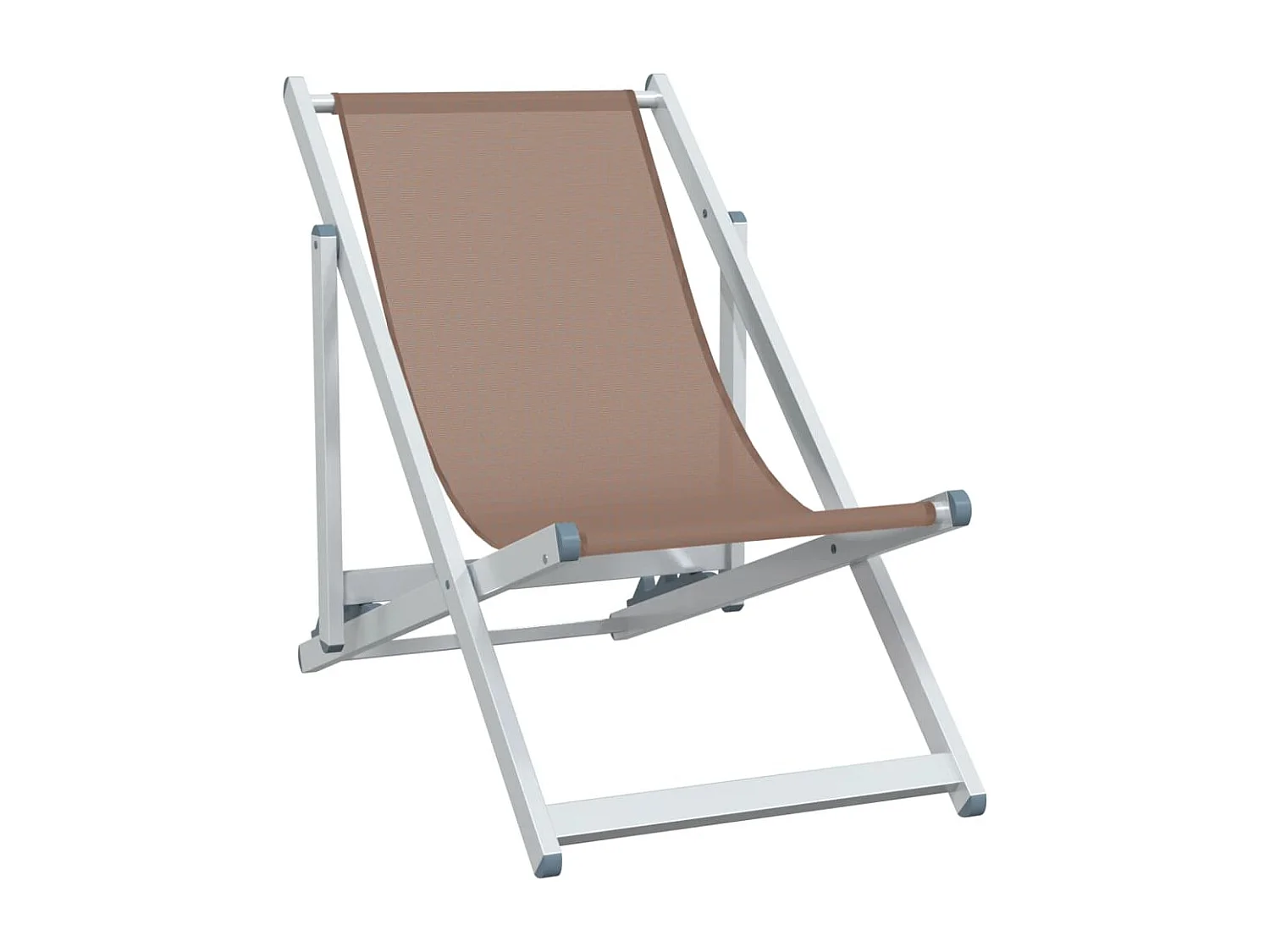 Chaise de plage pliante 2 pc marron aluminium et textilène