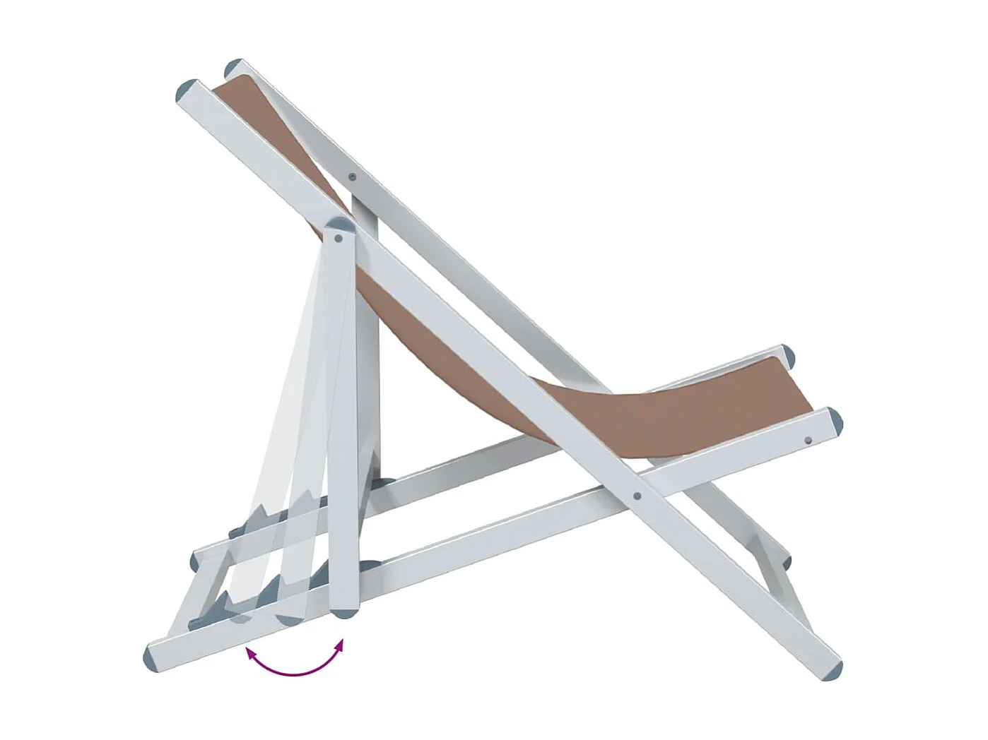 Chaise de plage pliante 2 pc marron aluminium et textilène