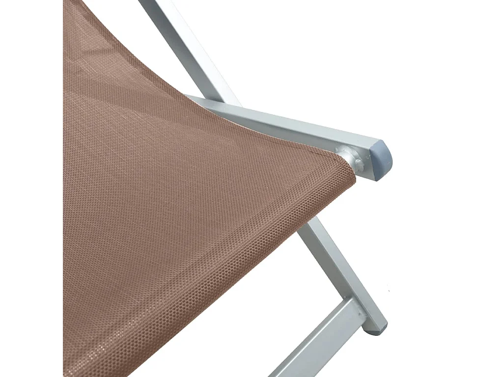 Chaise de plage pliante 2 pc marron aluminium et textilène